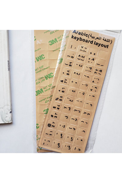 3M Arapça Klavye Etiketi Şeffaf Arka (siyah) Keyboard Sticker Arabic Transpar...