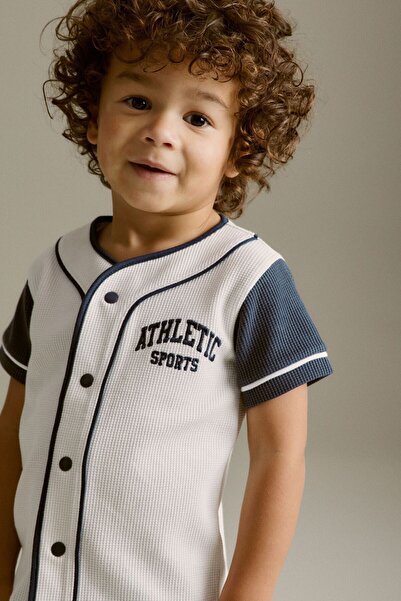 Next Baby Cotton Navy Blue White Short Sleeve Short Bottom Top Set