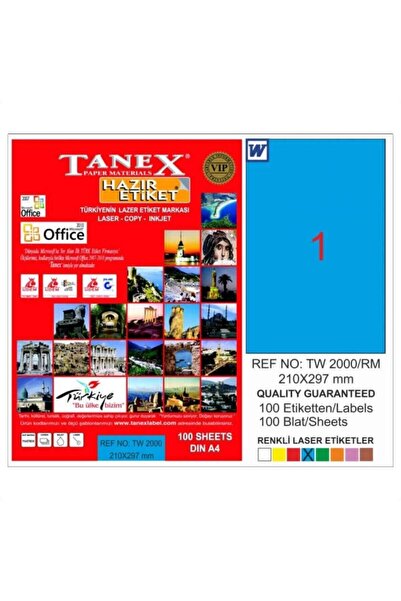 Tanex Tw-2000 (210 * 297 mm) Blue Laser Label - (100 Pieces)