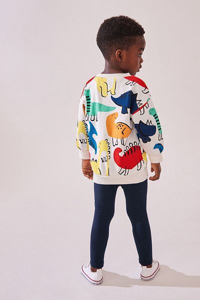 Next Baby Dinosaur Patterned Cotton Long Sleeve Sweatshirt and Top Set