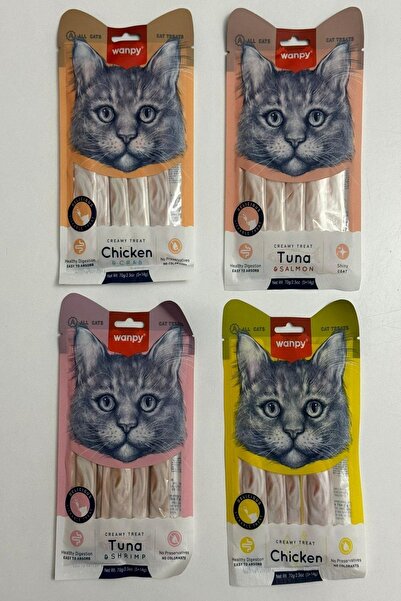 Wanpy Karışık Creamy Treat Puding Sıvı Kedi Ödül Maması 4 paket