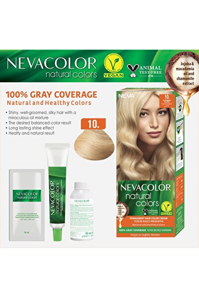 Neva Color Natural Colors 10. PLATİN Kalıcı Krem Saç Boyası Seti