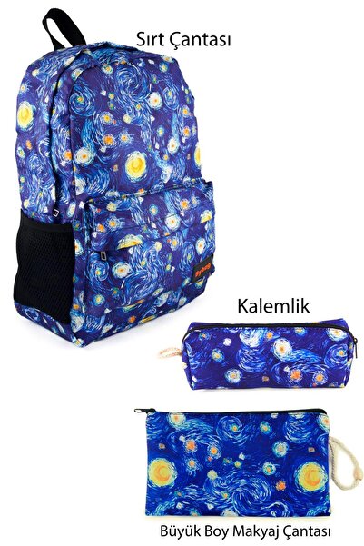 BYBAG Σετ 3 τσάντες πλάτης με σχέδιο αστεριών - θήκη για στυλό και τσάντα μακ...