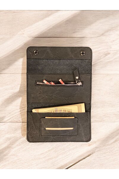 MAT Deri Tütün Kesesi Tütün Çantası Siyah Hakiki Deri Elde Ve Cepte Kolay Taşınabilir Tütünlük