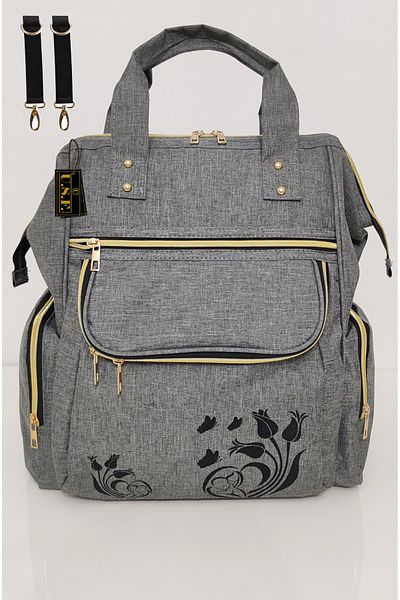 USF Gray Mother Baby Care Bag - Luxury Functional Organizer Backpack