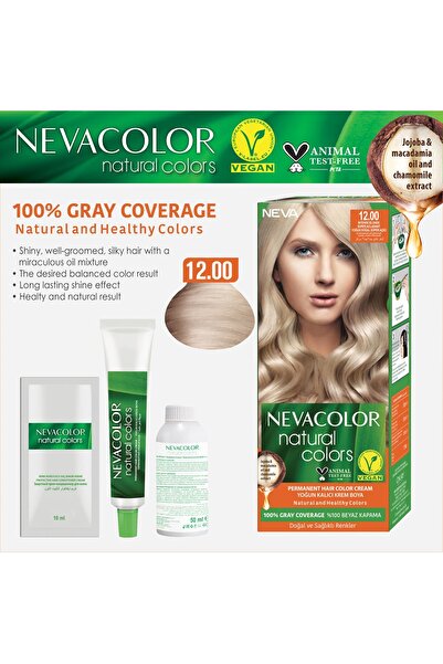 Neva Color Natural Colors 12.00 YOĞUN DOĞAL SÜPER AÇICI Kalıcı Krem Saç Boyası Seti