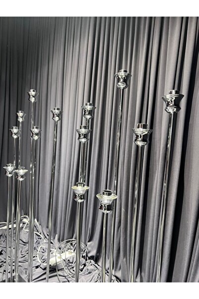 Genel Markalar 7'li Lale Kafa Krom Parlak Gümüş Şamdan, şıklık ve zarafetle s...