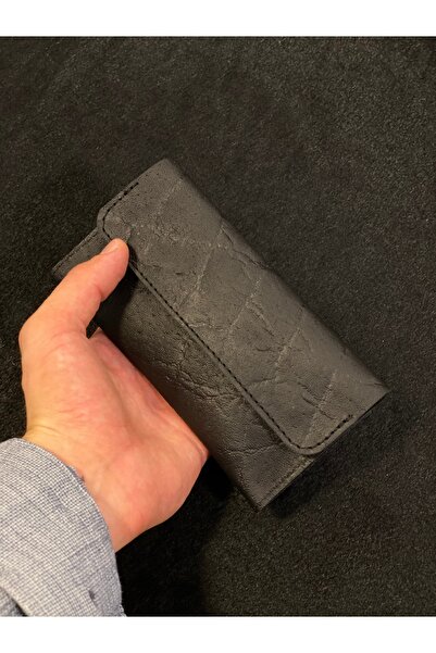 MAT Deri Tütün Kesesi Tütün Çantası Siyah Hakiki Deri Elde Ve Cepte Kolay Taşınabilir Tütünlük