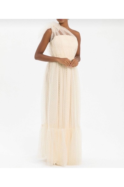 HELEBEK Tek omuz abiye elbise