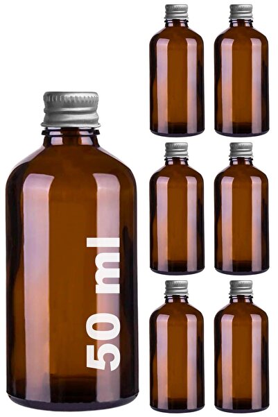 Afracam 50 ml Amber Metal Gümüş Kapak Shot Şişesi 50 Cc Kolonya Koku Hediyeli...