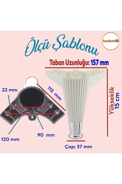 Badem10 Wetra Line Set 6 Mobilier Unitate TV Canapea extensibilă Fotoliu Canapea Suport Picior 15 cm Alb Cromat M8 Bolt