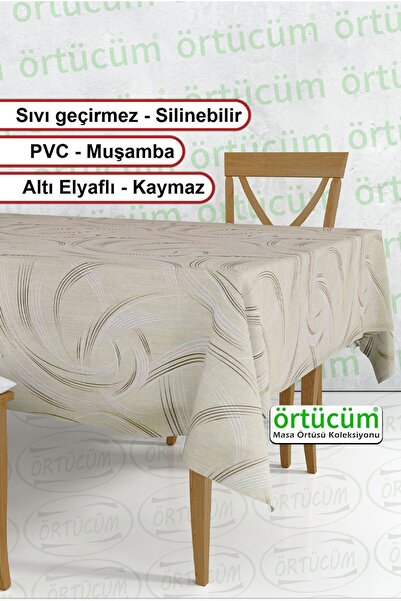 Örtücüm Pvc Muşamba Mutfak Masa Örtüsü Modern Desenli Elyaflı Silinebilir Lek...