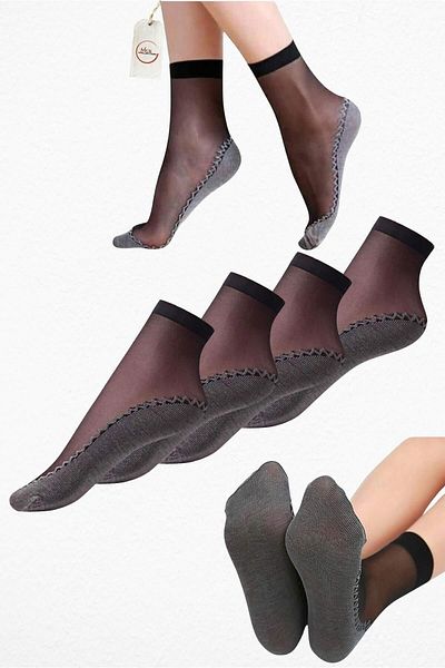 MUK COLLECTİON 4 Pairs Extra Cotton Soles Women's Thin Socks