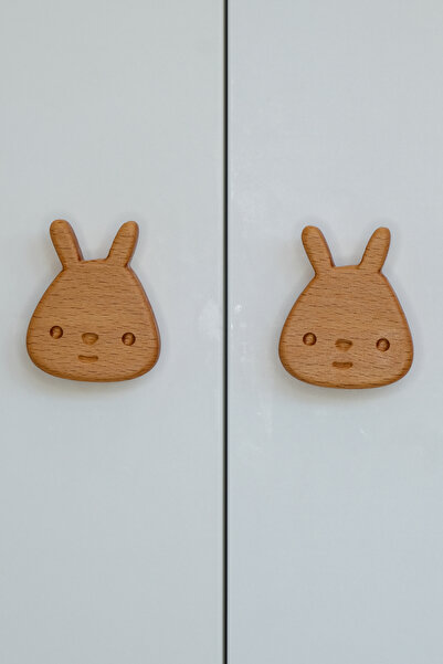 Üreet Tavşan Desenli (2 ADET) Bebek Çocuk Odası Ahşap Mobilya Dolap Çekmece K...