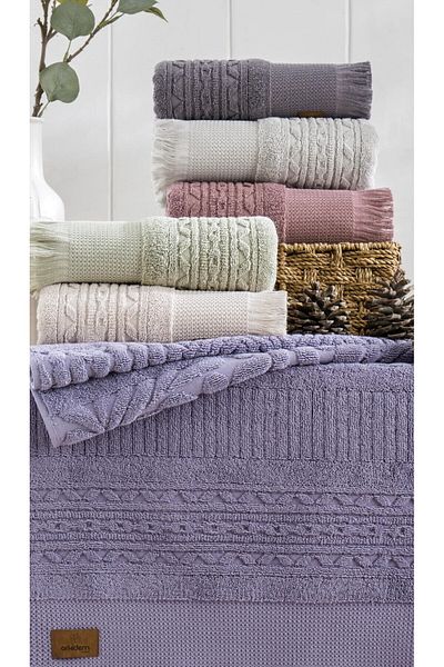 A.Z.H. Avangard Series - 50x90 Cm. Jacquard DowrY Curl Textured Hand and Face TowEl (Set of 6)
