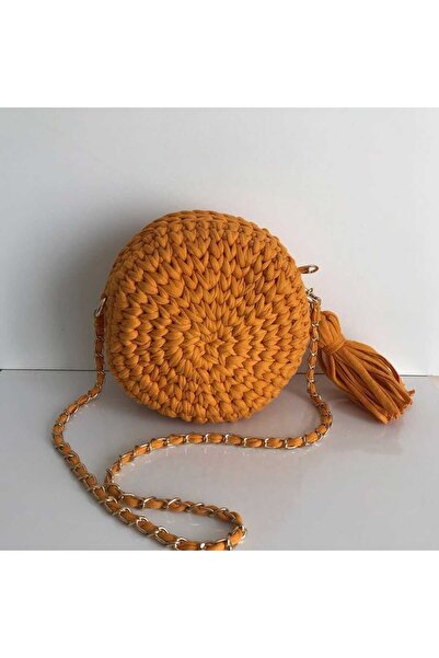 KRİSTAL ÖRGÜM Makaron Model El Örgüsü Çanta