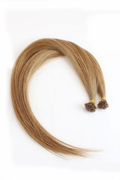 HalitCan HairKing شعر بشري حقيقي من الدرجة الأولى - بني فاتح 8/1، 55 سم، 50 قطعة، مصدر صغير