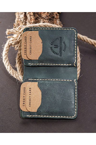 Calivera Green Tiana Leather Unisex Ottoman Wallet - Plain Stitching