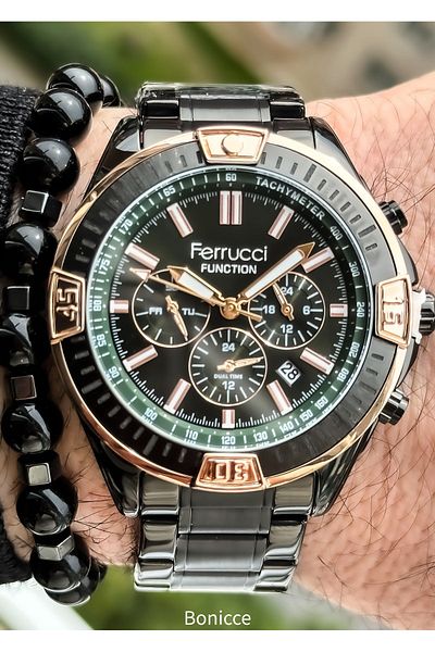 Ferrucci Functions Active Black Men's Wristwatch + Bracelet Gift