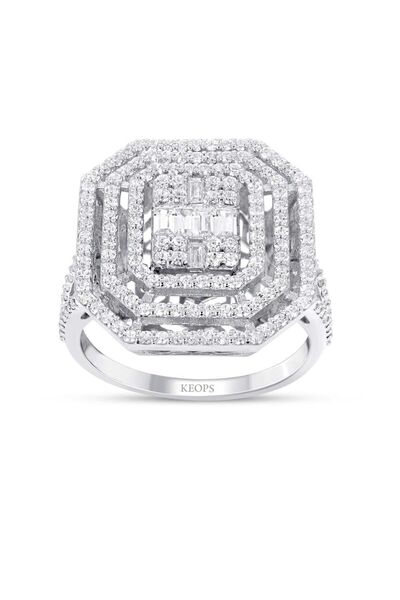Keops Pırlanta 1.07 Karat Baget Pırlanta Platform Yüzük