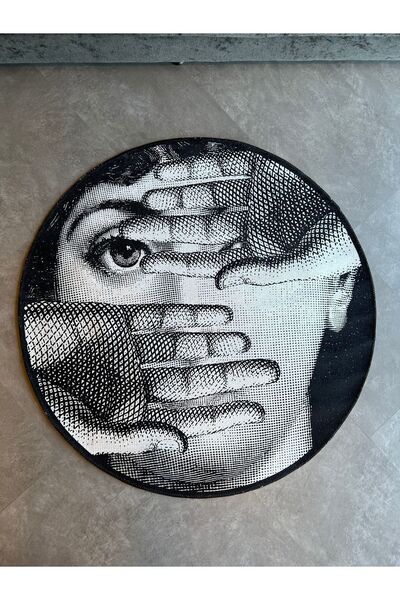 RUGSMODERN Mira 875 Yüz Ve El Temalı Siyah Beyaz Halı