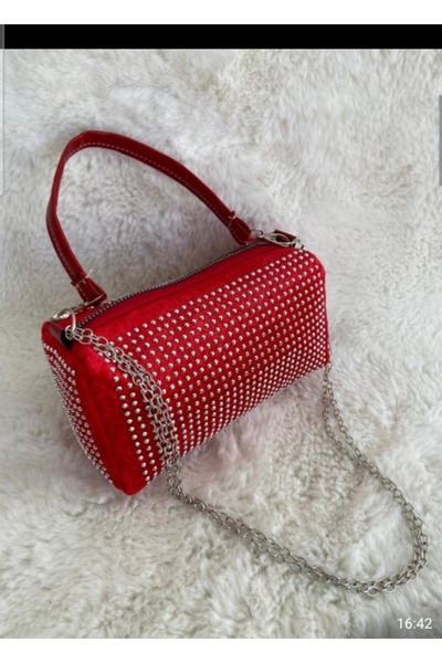 Merdiven6 Evening Bag - Red Rhinestone Design