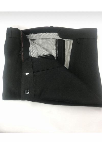 BUGİ GİYİM Men's Fabric Trousers Pleated Gray Smoke Lined Herringbone