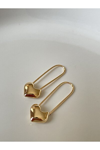 Lavian Accessories Gold Renk Çengel Kalp Küpe