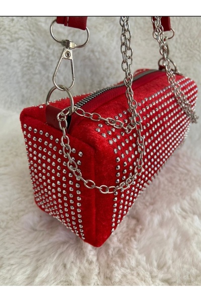 Merdiven6 Вечерна чанта - дизайн с червени камъни