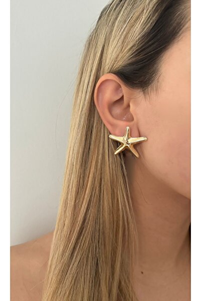 Lavian Accessories Gold Deniz Yıldızı Küpe