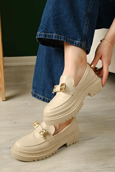 Oksit Beatrix Kalın Taban Toka Detaylı Kolej Kadın Loafer