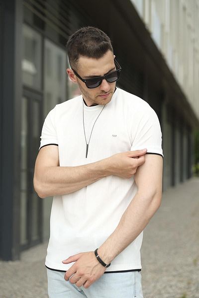 Oksit Λεπτομερές ανδρικό μπλουζάκι Koben Piece Fabric Slim Fit