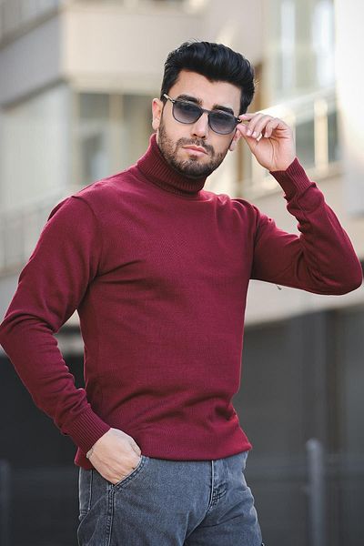 Oksit Pulover Seka 849 Cotton Slim Fit pentru bărbați cu gât complet