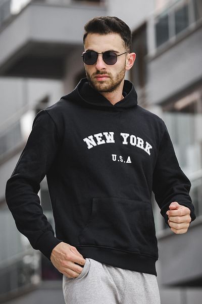 Oksit Памучен мъжки суичър с щампа отпред New York