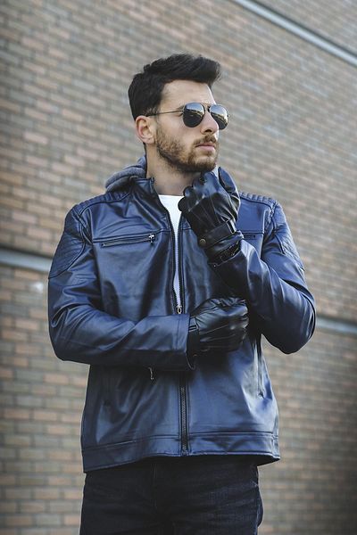 Oksit Δερμάτινο μπουφάν Tuci Cesar Slim Fit Hooded με Fleece Εσωτερικό