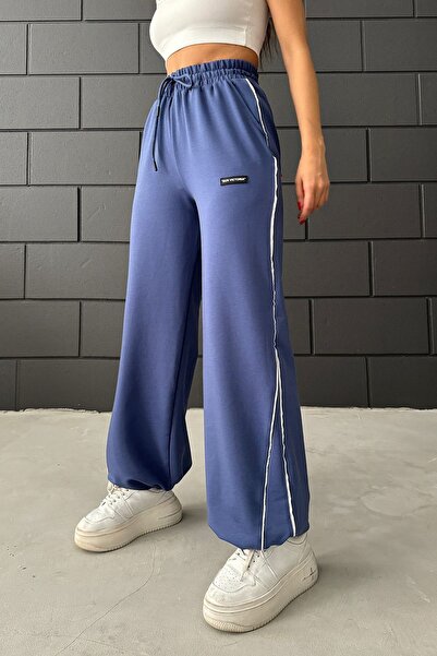 Sun Victoria Kadın İndigo Iki Iplik Beli Lastikli Salaş Bol Paça Eşofman Altı