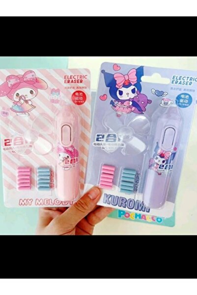 Shisa For Kids Pembe Sanrio 2 in 1 elektrikli fan silgi otomatik Mymelody Kuromi pachacco fan ile taşınabilir