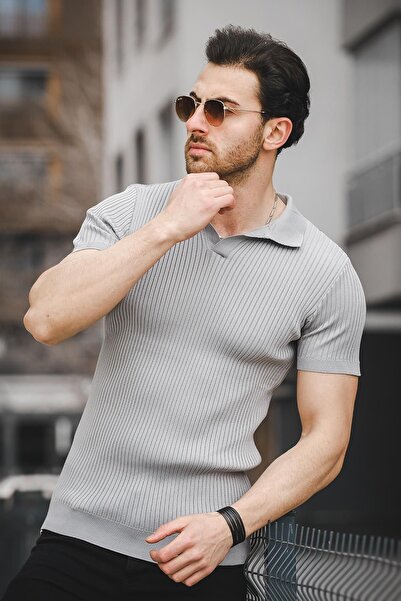 Oksit Ht 340017   Ανδρικό πλεκτό μπλουζάκι Apaç Collar