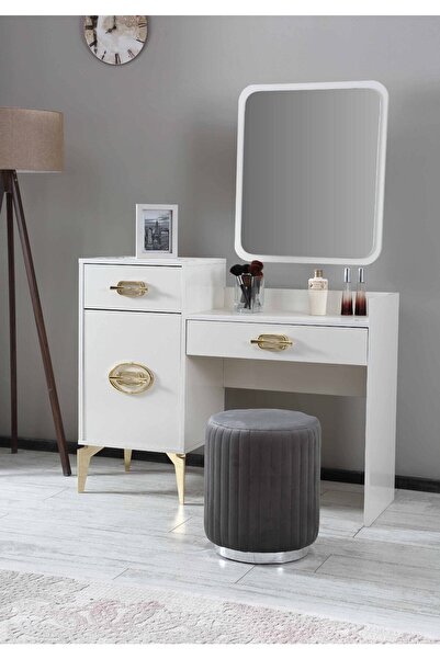 Sare Home Zenna Puf Krom Antrasit Gri (CHROME ANTHRACİTE GRAY)