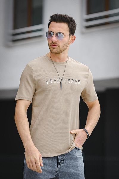 Oksit Ανεξερεύνητο εμπριμέ ανδρικό μπλουζάκι Comfort Fit Crew Neck Lycra