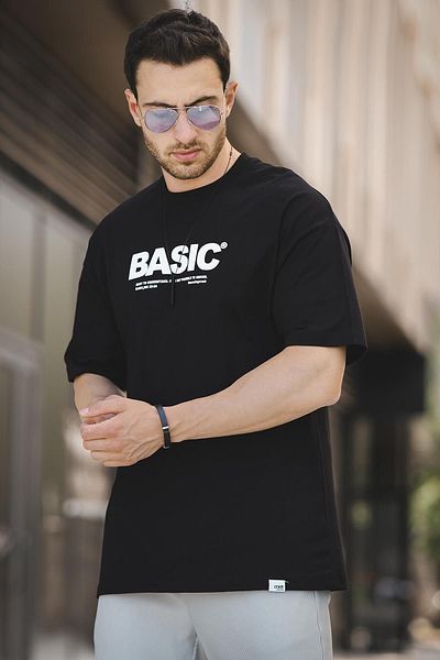 Oksit Ανδρικό μπλουζάκι Basic Embossed Printed Cotton Crew Neck Oversize