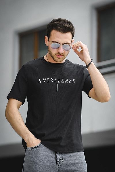 Oksit Ανεξερεύνητη ανδρική μπλούζα με στάμπα Comfort Fit Crew Neck Lycra