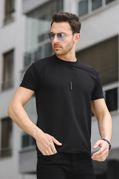 Oksit Ανδρικό μπλουζάκι από ύφασμα Caster Ottoman Basic Slim Fit Lycra