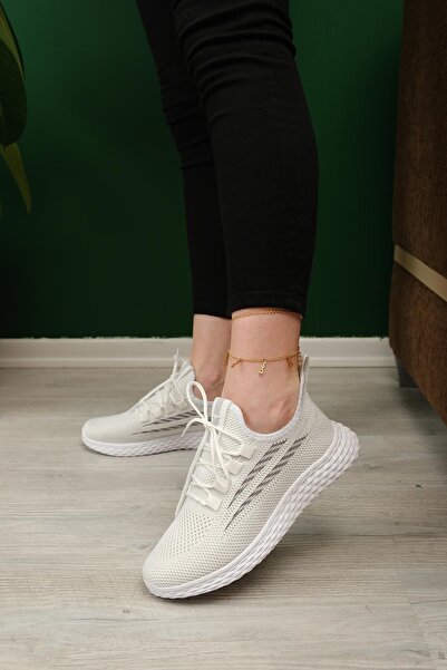 Oksit Zareh Patterned Lace-up Knitted Comfortable Sole Women's Sneaker