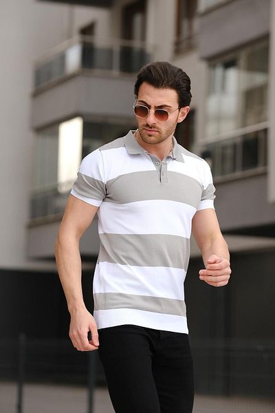 Oksit Ανδρικό πλεκτό μπλουζάκι Ht340016 Διπλό Χρώμα Polo Neck