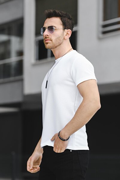 Oksit Caster Ottoman Fabric Basic Slim Fit Lycra Herren-T-Shirt