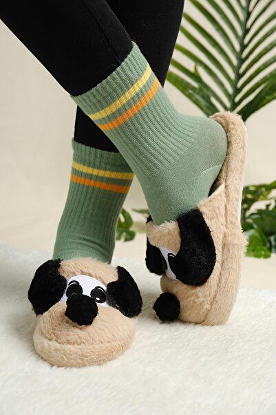 Oksit Oana Fluffy Animal Figured Slippers Women's Home Slippers Furry Slippers
