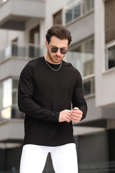 Oksit Ανδρικό μακρυμάνικο μπλουζάκι Ft 110 Slim Fit Waffle Pattern