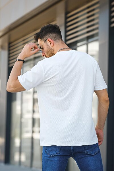 Oksit Scarp Embroidered Piece Waffle Pattern Slim Fit Lycra Men's Tshirt