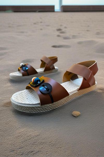 Oksit Ψάθινο Look Diya Sole Button Λεπτομερή γυναικεία σανδάλια